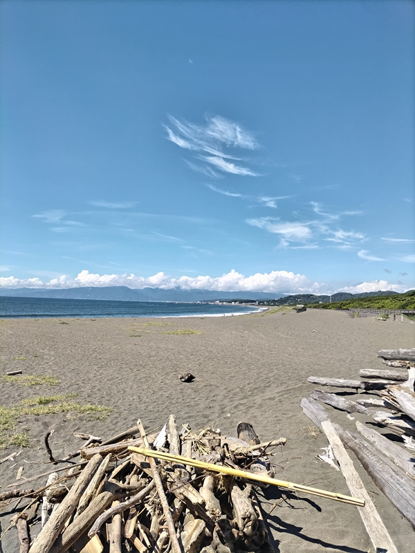 元ニートひきこもりが撮影した平塚の流木の集積場所から見た小田原方面の海岸と海