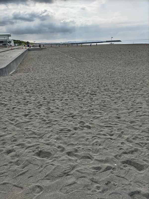 ひきこもりニート状態を脱して二日目の、勤務途中の平塚の砂浜の様子