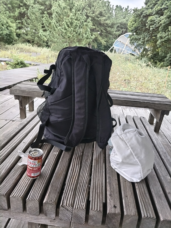 引籠ニートだった齋藤健一が黒いリュックを木製テーブルの上に置いた様子