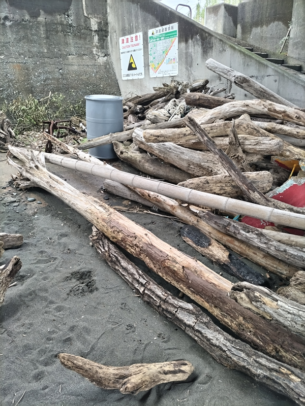 引籠りニートだった齋藤健一が集めた大量の流木と竹【神奈川県・国府津の海岸近くにて】