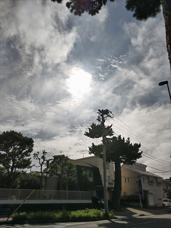 引籠りニートだった齋藤健一が国府津の頭上に輝く太陽を見上げている様子