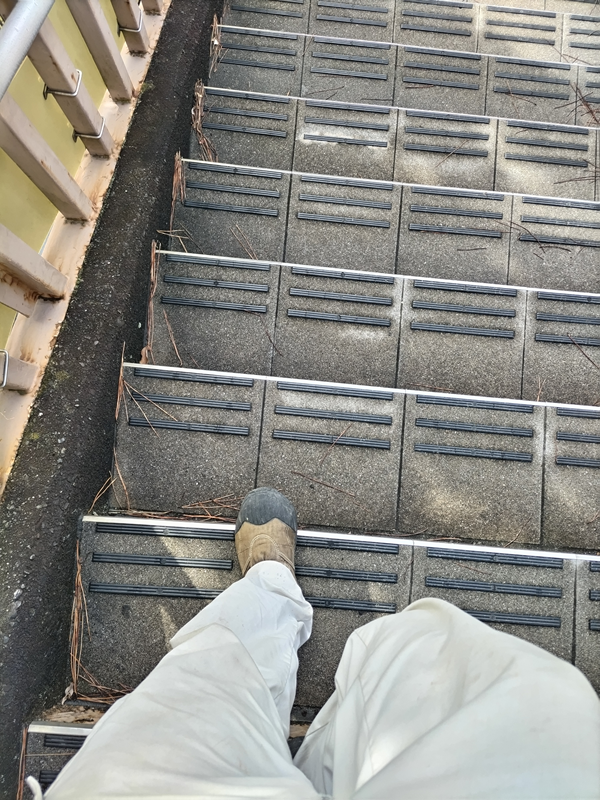 引籠りニートだった齋藤健一が歩道橋の階段を降りていく時の様子