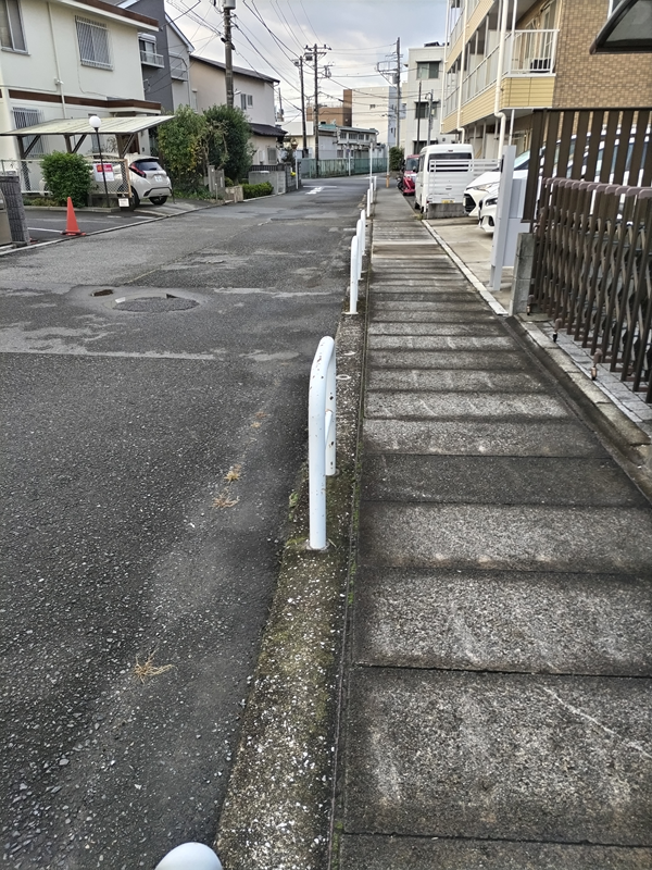 引籠りニートだった俺が歩いていた白い柵のある歩道