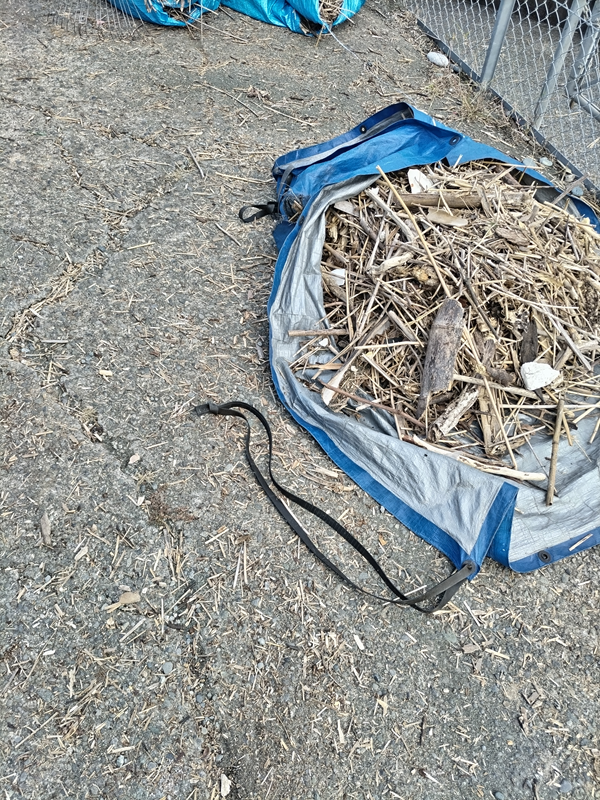 元引籠りニートの俺が二宮町の梅沢海岸で集めた木くずを乗せた青いカバー