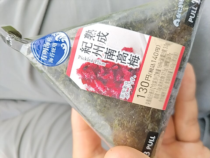 引籠りだった齋藤健一が持っていた紀州南高梅のおにぎり（二宮の押切公園にて）
