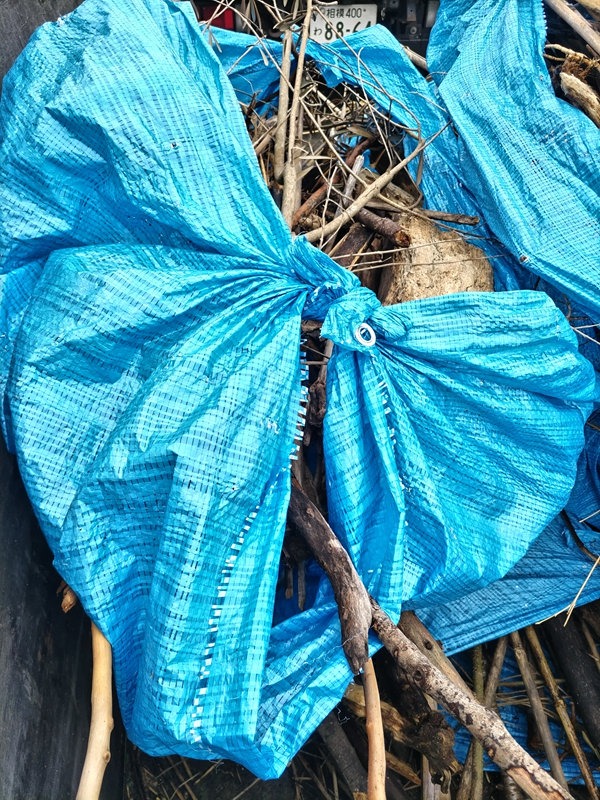 元ニート引籠りの俺が海岸清掃でブルーシートに包んだ大量の流木【二宮の押切海岸】