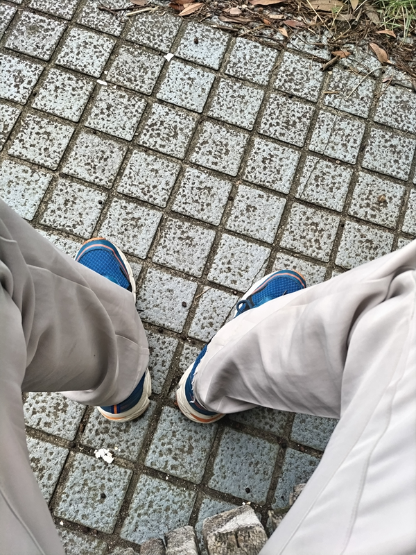 元ニートが座っていたベンチと自分の脚