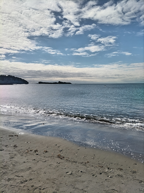 元ニート引籠りのセル齋藤が青い海を眺めている様子【神奈川県の葉山町の海岸】