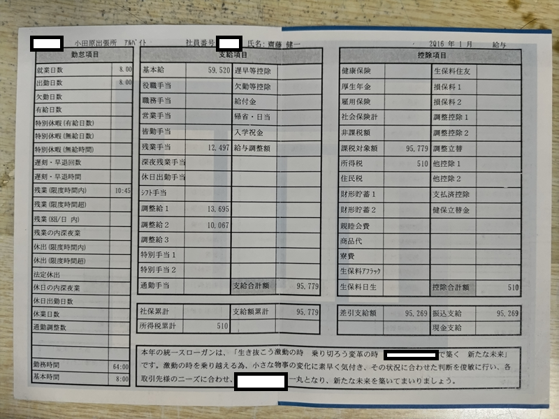 アマゾン小田原で働いた時の給料明細6