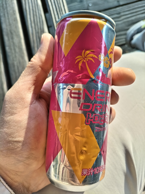 引籠りニートだった齋藤健一が掴んでいたカバのマークのエナジードリンクトロピカルの缶の側面