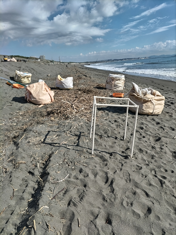 引籠りニートだった齋藤健一が海岸に漂着した大量の木くずゴミを袋に入れている現場