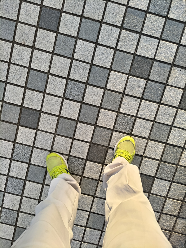 引籠りニートだった齋藤健一が立っていた帰宅時のタイル張りの地面