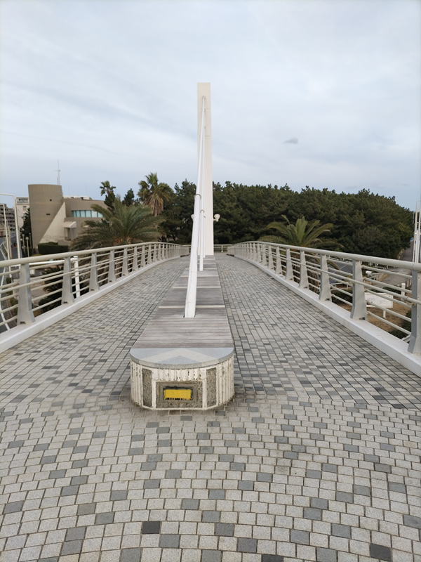 引籠りだったセル齋藤が夕刻に見ていた歩道橋の上にあるベンチ