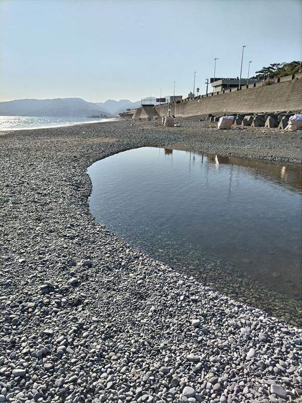 元ニートが二宮町の押切海岸で見ていた大きな水溜まりと石ころだらけの海岸