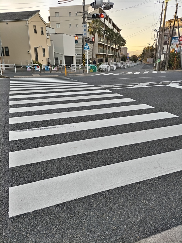 元ニートのセル齋藤が汐見台付近の横断歩道を見ている様子
