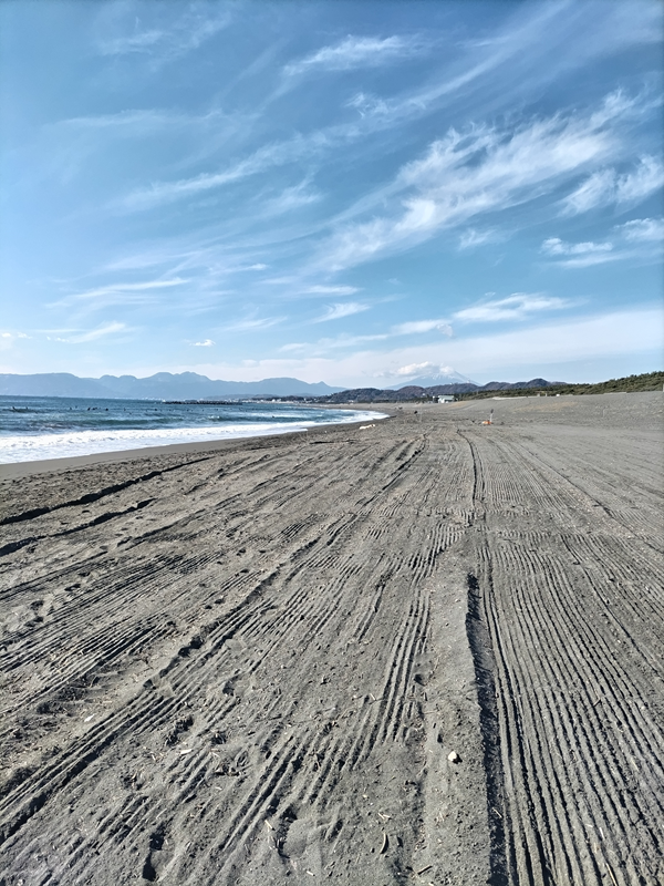 元ニート引籠りが眺めていた海岸清掃後の整地された平塚市の高浜台海岸の砂浜の様子