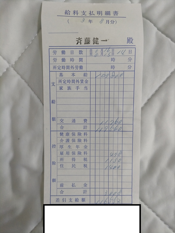 遺跡発掘の給料支払明細書54